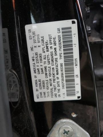 1HGCP26499A183390 - 2009 HONDA ACCORD LXP BLACK photo 12