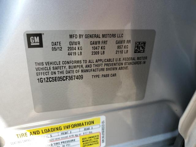 1G1ZC5E05CF367409 - 2012 CHEVROLET MALIBU 1LT SILVER photo 12