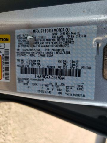 1FA6P0G7XE5357064 - 2014 FORD FUSION S SILVER photo 12