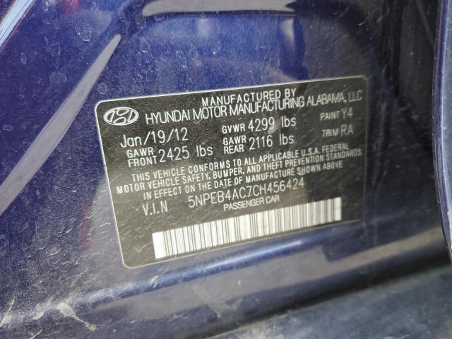 5NPEB4AC7CH456424 - 2012 HYUNDAI SONATA GLS BLUE photo 12