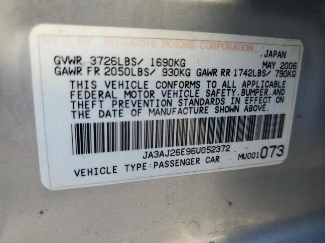 JA3AJ26E96U052372 - 2006 MITSUBISHI LANCER ES SILVER photo 12