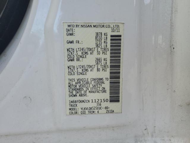 1N6BF0KM2CN112150 - 2012 NISSAN NV 1500 WHITE photo 13