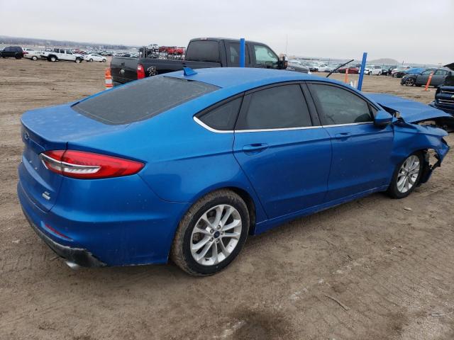 3FA6P0HD4KR194246 - 2019 FORD FUSION SE BLUE photo 3