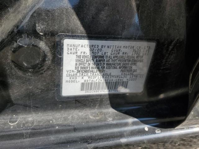 3N1CN8EV4LL879501 - 2020 NISSAN VERSA SV BLACK photo 12