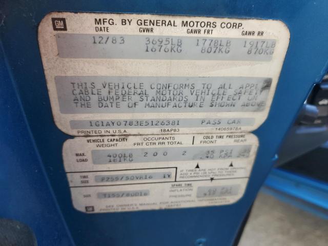 1G1AY0783E5126381 - 1984 CHEVROLET CORVETTE BLUE photo 12