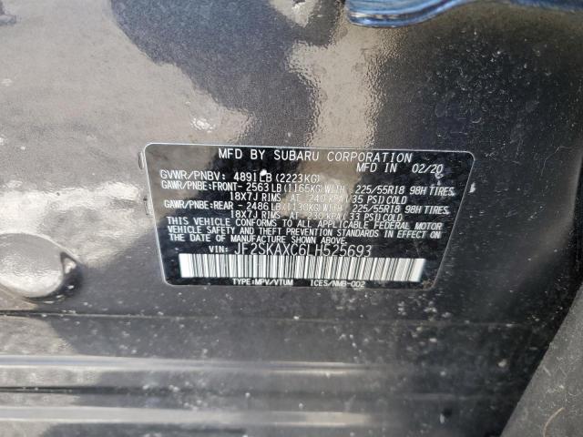 JF2SKAXC6LH525693 - 2020 SUBARU FORESTER TOURING 灰色 照片 12