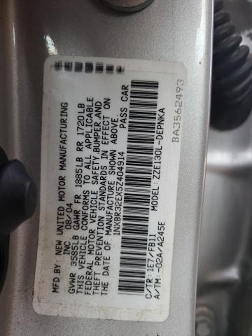 1NXBR32EX5Z404914 - 2005 TOYOTA COROLLA CE SILVER photo 12