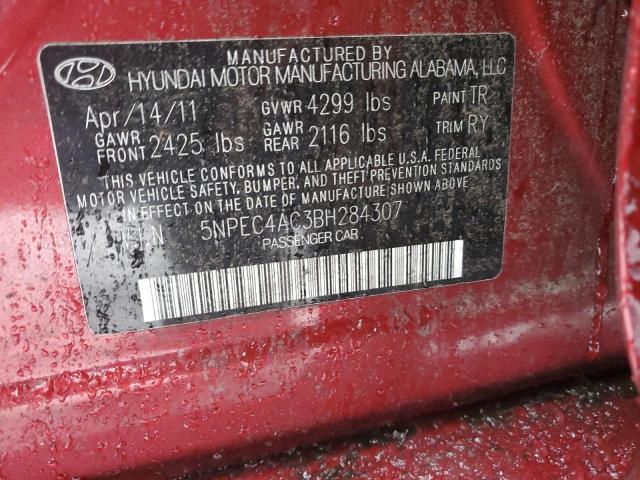 5NPEC4AC3BH284307 - 2011 HYUNDAI SONATA SE RED photo 13