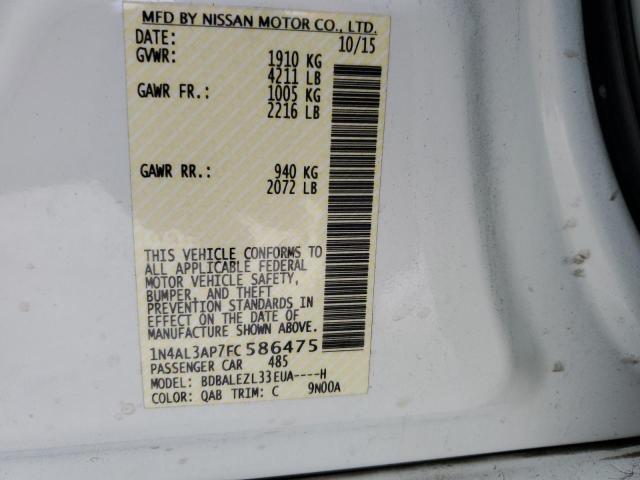 1N4AL3AP7FC586475 - 2015 NISSAN ALTIMA 2.5 WHITE photo 12