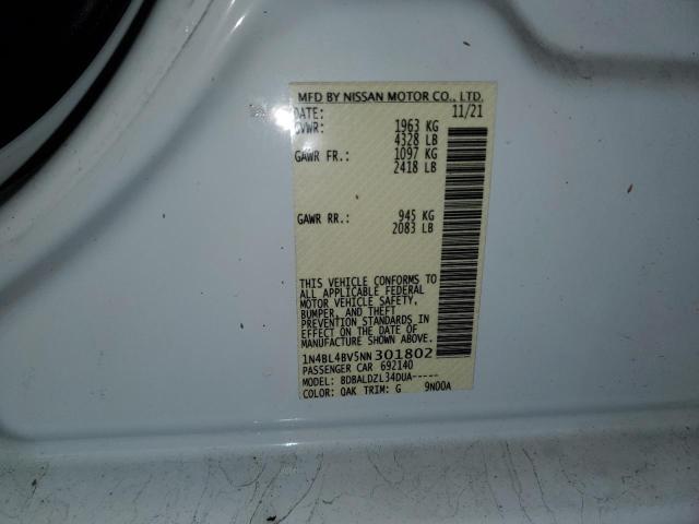 1N4BL4BV5NN301802 - 2022 NISSAN ALTIMA S WHITE photo 12