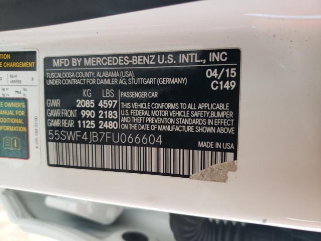 55SWF4JB7FU066604 - 2015 MERCEDES-BENZ C 300 WHITE photo 12