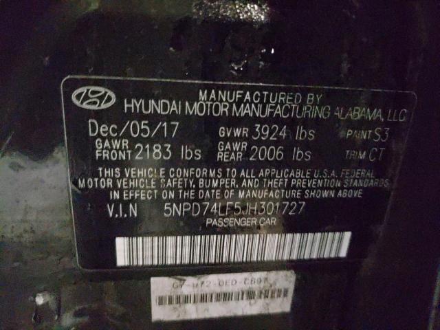 5NPD74LF5JH301727 - 2018 HYUNDAI ELANTRA SE BLACK photo 12