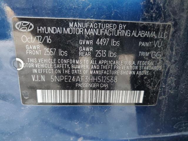 5NPE24AF3HH512568 - 2017 HYUNDAI SONATA SE BLUE photo 12