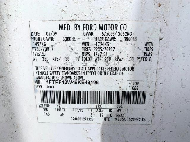 1FTRF12W49KB48196 - 2009 FORD F150  photo 7