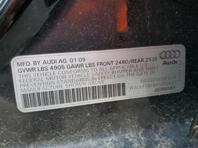 WAULF78K89N054850 - 2009 AUDI A4 2.0T QUATTRO BLACK photo 12