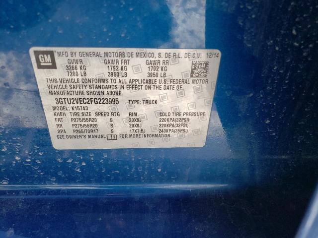 3GTU2VEC2FG223995 - 2015 GMC SIERRA K1500 SLT BLUE photo 12