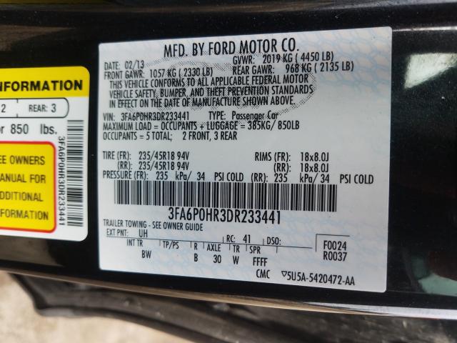 3FA6P0HR3DR233441 - 2013 FORD FUSION SE  photo 10