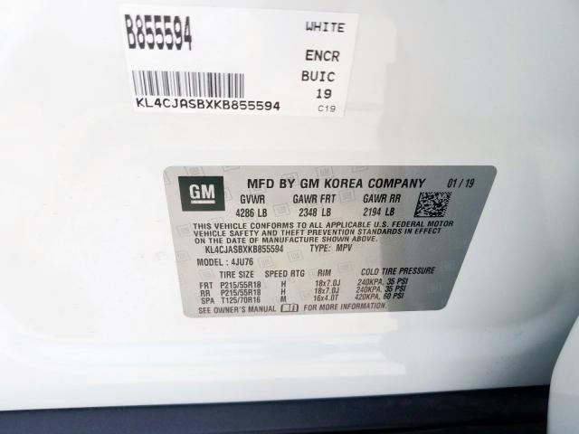 KL4CJASBXKB855594 - 2019 BUICK ENCORE PREFERRED  фото 10