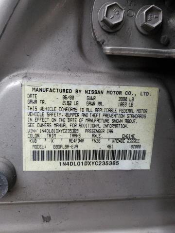 1N4DL01DXYC235385 - 2000 NISSAN ALTIMA XE GRAY photo 12