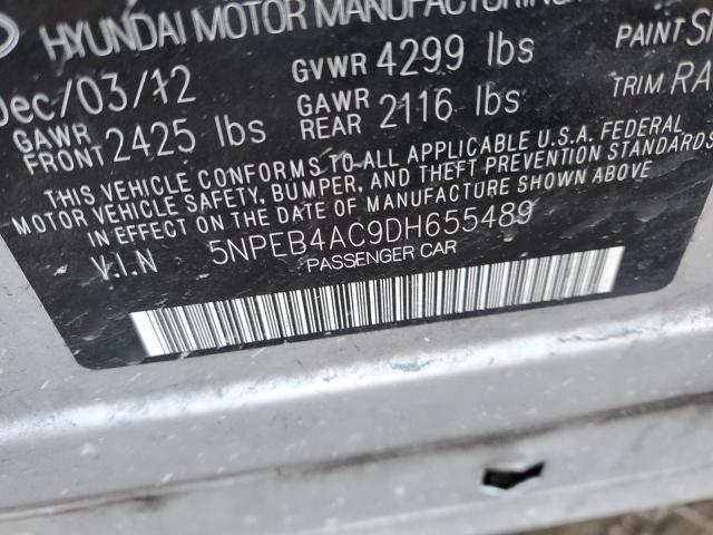 5NPEB4AC9DH655489 - 2013 HYUNDAI SONATA GLS SILVER photo 13