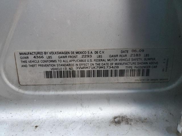 3VWRM71K79M173428 - 2009 VOLKSWAGEN JETTA SE SILVER photo 12