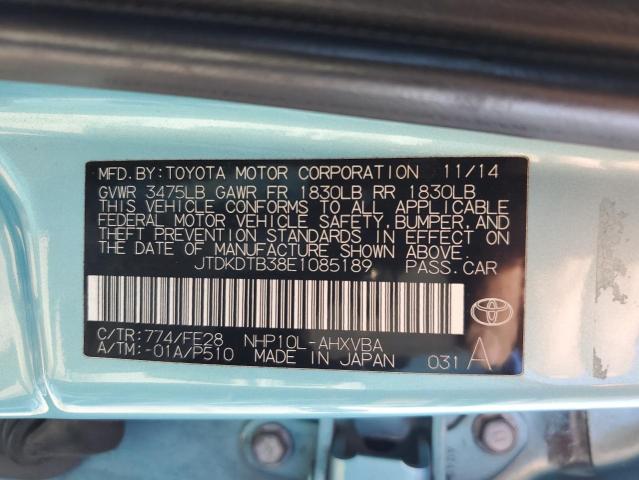 JTDKDTB38E1085189 - 2014 TOYOTA PRIUS C BLUE photo 12