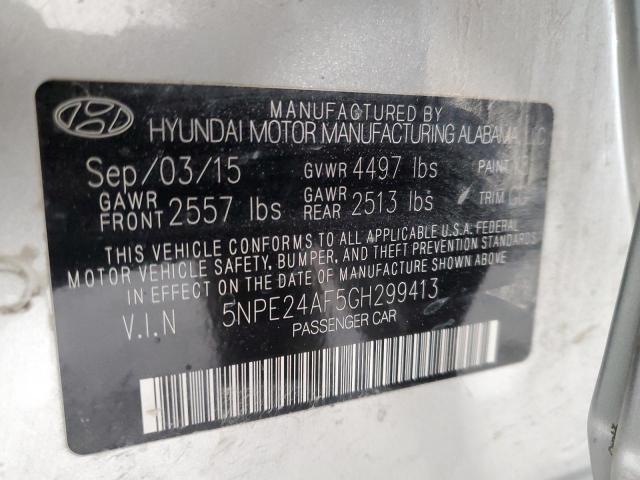 5NPE24AF5GH299413 - 2016 HYUNDAI SONATA SE SILVER photo 12