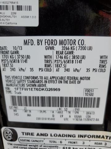 1FTFW1ET6DKG26969 - 2013 FORD F150 SUPERCREW BLACK photo 13