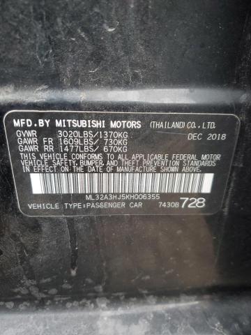 ML32A3HJ5KH006355 - 2019 MITSUBISHI MIRAGE ES BLACK photo 12