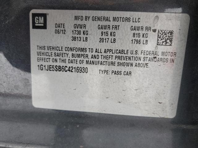 1G1JE5SB6C4216930 - 2012 CHEVROLET SONIC LTZ CHARCOAL photo 12