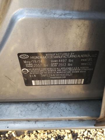 5NPE24AF0FH003521 - 2015 HYUNDAI SONATA SE GRAY photo 12