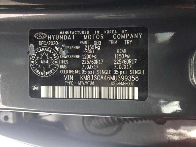 KM8J3CA46MU399358 - 2021 HYUNDAI TUCSON LIMITED GRAY photo 13