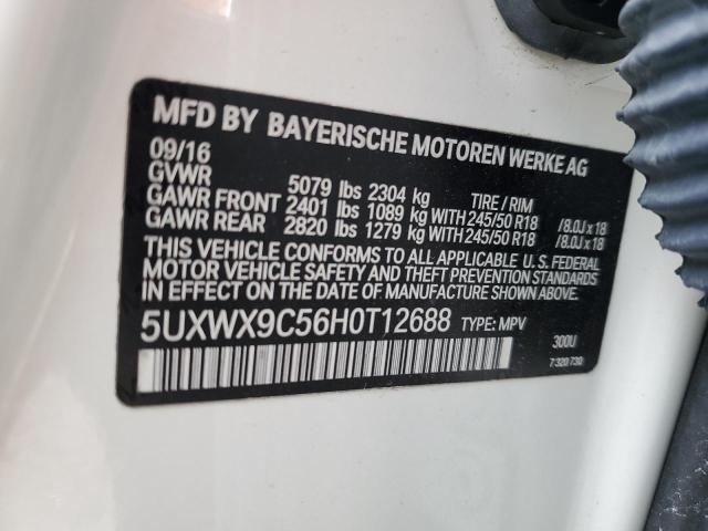 5UXWX9C56H0T12688 - 2017 BMW X3 XDRIVE28I WHITE photo 12