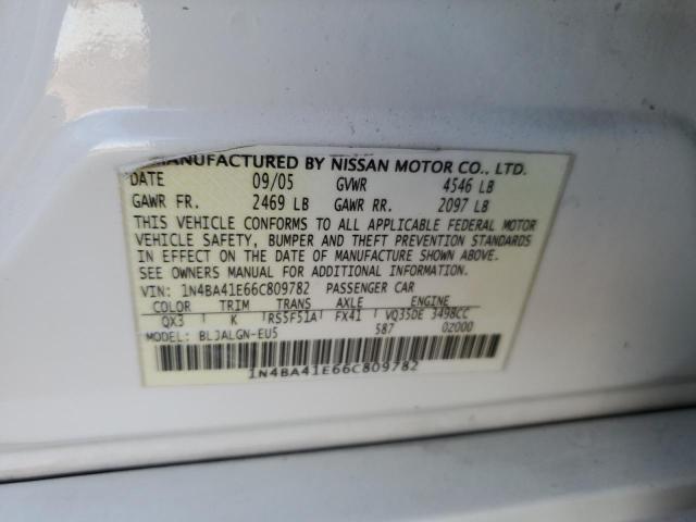 1N4BA41E66C809782 - 2006 NISSAN MAXIMA SE WHITE photo 12