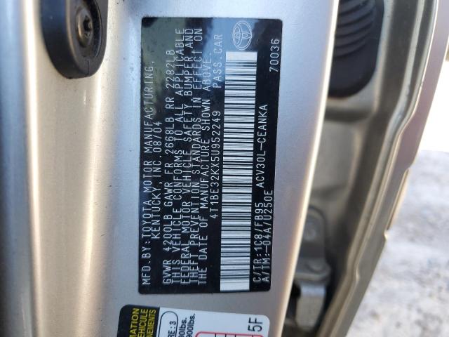 4T1BE32KX5U952249 - 2005 TOYOTA CAMRY LE SILVER photo 13