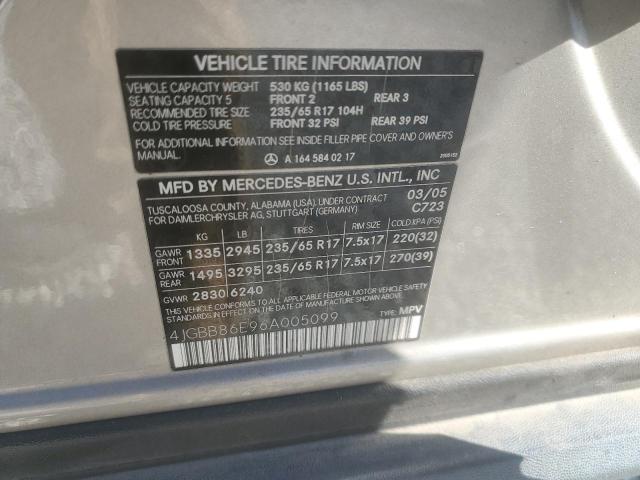 4JGBB86E96A005099 - 2006 MERCEDES-BENZ ML 350 GRAY photo 14