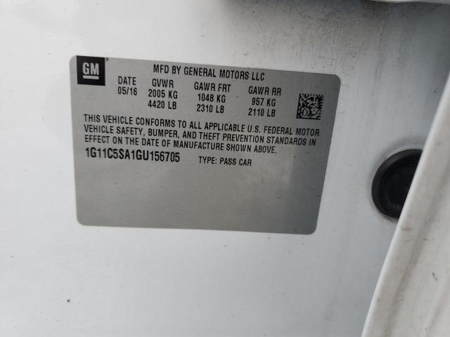 1G11C5SA1GU156705 - 2016 CHEVROLET MALIBU LIM LT 白色 照片 12