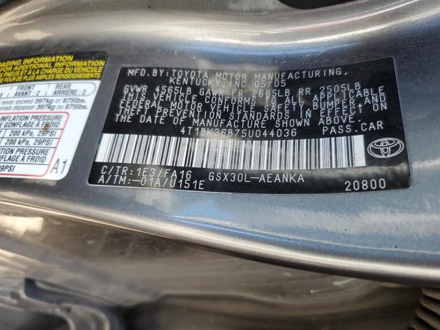 4T1BK36B75U044036 - 2005 TOYOTA AVALON XL GRAY photo 13