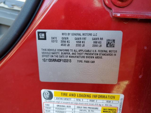 1G11D5RR4DF103313 - 2013 CHEVROLET MALIBU 1LT RED photo 12