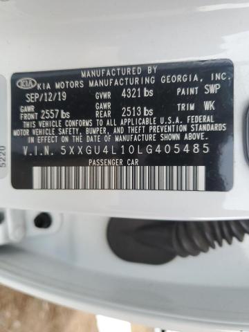 5XXGU4L10LG405485 - 2020 KIA OPTIMA EX WHITE photo 13