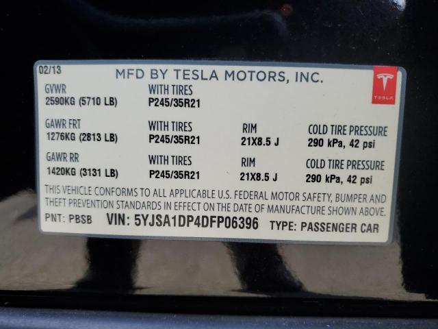 5YJSA1DP4DFP06396 - 2013 TESLA MODEL S Սև լուսանկար 12