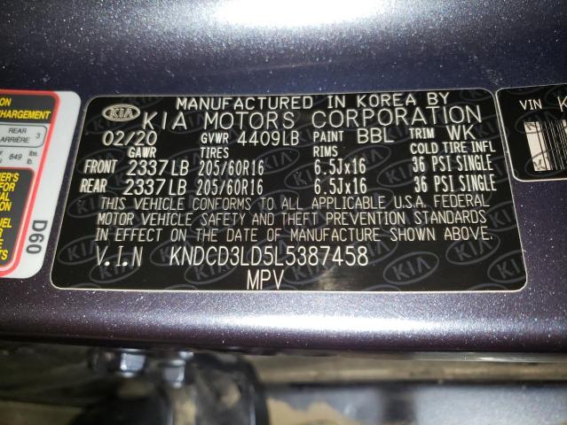 KNDCD3LD5L5387458 - 2020 KIA NIRO EX BLUE photo 12