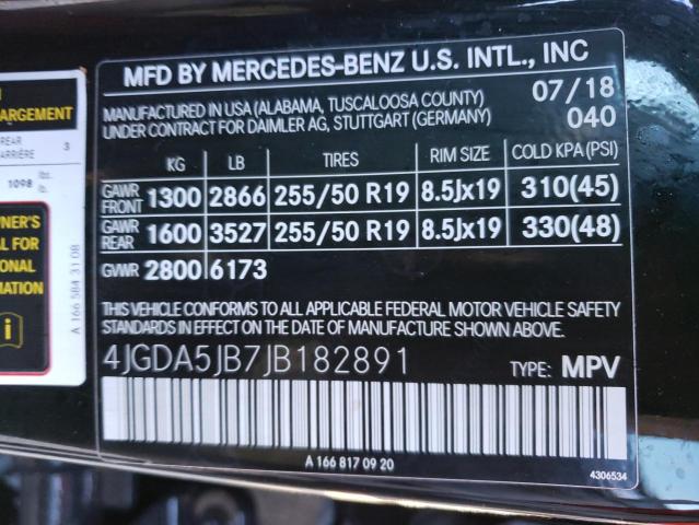 4JGDA5JB7JB182891 - 2018 MERCEDES-BENZ GLE 350 BLACK photo 13