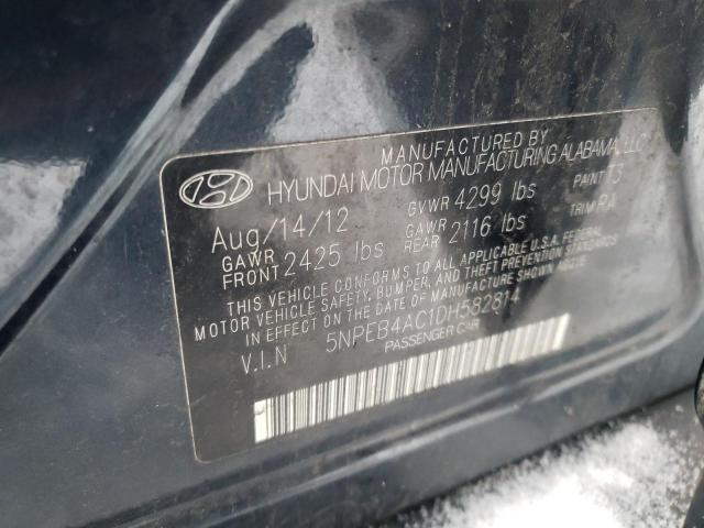 5NPEB4AC1DH582814 - 2013 HYUNDAI SONATA GLS BLACK photo 12