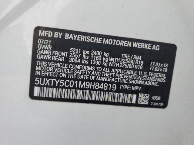 5UXTY5C01M9H84819 - 2021 BMW X3 XDRIVE30I WHITE photo 13