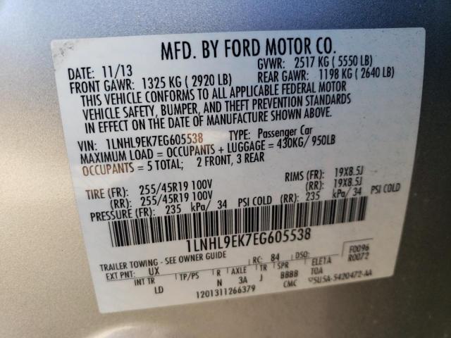 1LNHL9EK7EG605538 - 2014 LINCOLN MKS SILVER photo 12