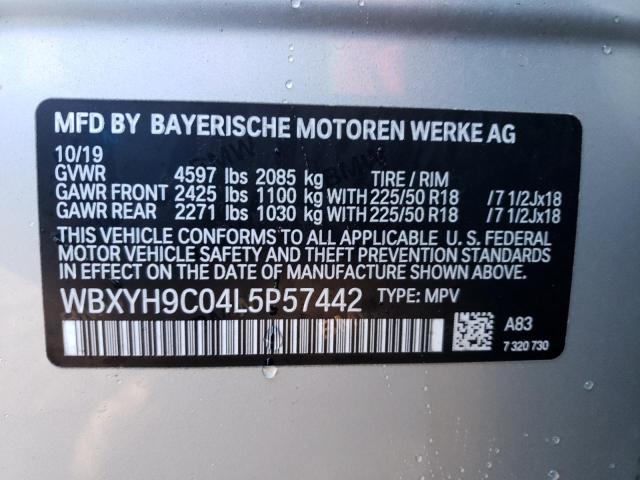 WBXYH9C04L5P57442 - 2020 BMW X2 SDRIVE28I SILVER photo 12