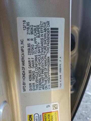 1HGCV1F4XKA028904 - 2019 HONDA ACCORD EX BEIGE photo 13