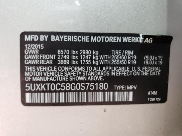 5UXKT0C58G0S75180 - 2016 BMW X5 XDR40E SILVER photo 13