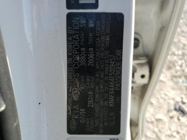 KNAFX4A64F5319457 - 2015 KIA FORTE LX WHITE photo 12